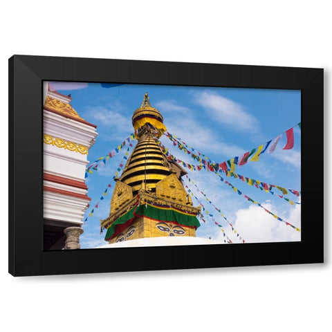 Stupa of Swayambhunath-Kathmandu-Nepal Black Modern Wood Framed Art Print by Su, Keren