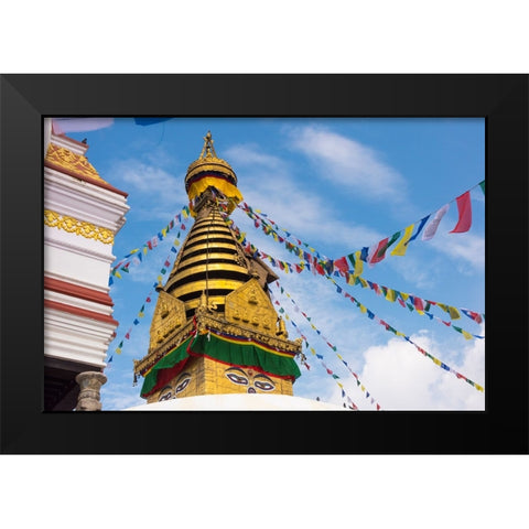 Stupa of Swayambhunath-Kathmandu-Nepal Black Modern Wood Framed Art Print by Su, Keren