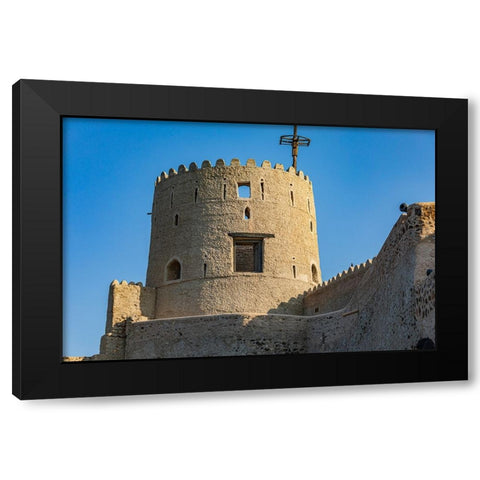 Middle East-Arabian Peninsula-Oman-Muscat-Muttrah-A tower at Muttrah Fort Black Modern Wood Framed Art Print with Double Matting by Wilson, Emily M.