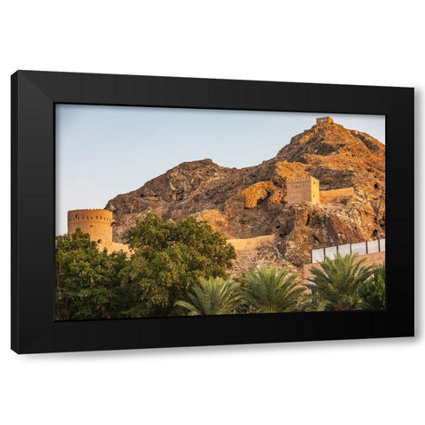 Middle East-Arabian Peninsula-Oman-Muscat-Ancient fort on a mountain above Muscat Black Modern Wood Framed Art Print by Wilson, Emily M.