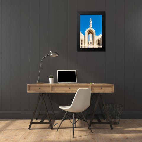 Middle East-Arabian Peninsula-Oman-Muscat-Entrance to the Sultan Qaboos Grand Mosque in Muscat Black Modern Wood Framed Art Print by Wilson, Emily M.