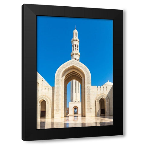 Middle East-Arabian Peninsula-Oman-Muscat-Entrance to the Sultan Qaboos Grand Mosque in Muscat Black Modern Wood Framed Art Print with Double Matting by Wilson, Emily M.