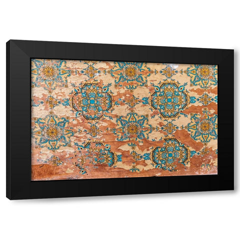 Middle East-Arabian Peninsula-Oman-Muscat-Muttrah-Peeling wall decorations at the souk in Muttrah Black Modern Wood Framed Art Print with Double Matting by Wilson, Emily M.