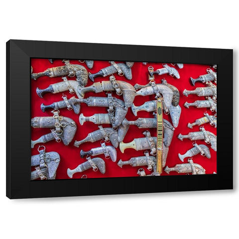 Middle East-Arabian Peninsula-Oman-Ad Dakhiliyah-Nizwa-Khanjar knives for sale Black Modern Wood Framed Art Print with Double Matting by Wilson, Emily M.