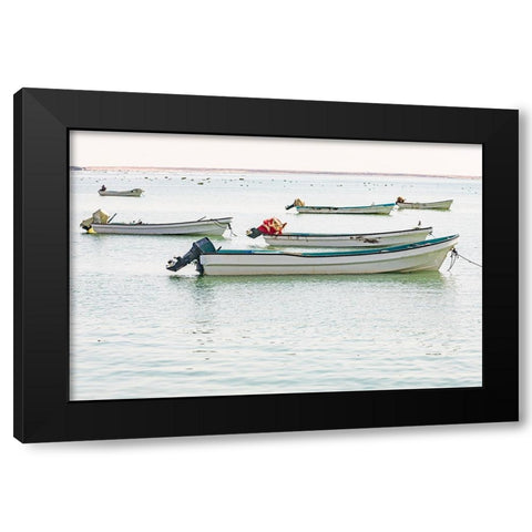 Middle East-Arabian Peninsula-Al Wusta-Mahout-Fishing boats on the Arabian Sea in Oman Black Modern Wood Framed Art Print with Double Matting by Wilson, Emily M.