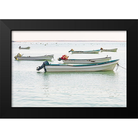 Middle East-Arabian Peninsula-Al Wusta-Mahout-Fishing boats on the Arabian Sea in Oman Black Modern Wood Framed Art Print by Wilson, Emily M.