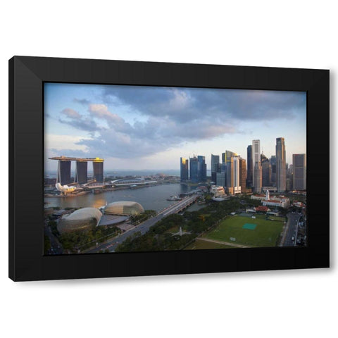 Singapore Downtown overview Black Modern Wood Framed Art Print by Zuckerman, Jim