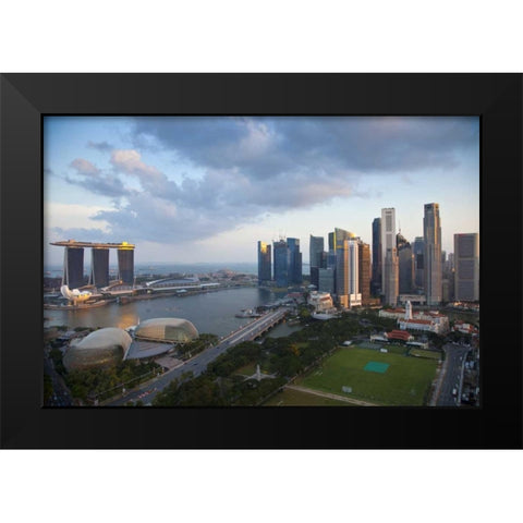 Singapore Downtown overview Black Modern Wood Framed Art Print by Zuckerman, Jim