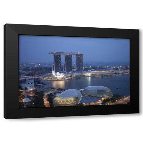 Singapore Sunrise over the downtown cityscape Black Modern Wood Framed Art Print with Double Matting by Zuckerman, Jim