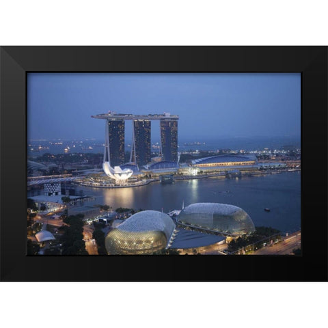 Singapore Sunrise over the downtown cityscape Black Modern Wood Framed Art Print by Zuckerman, Jim