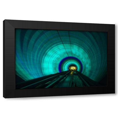 Singapore Colorful railroad tunnel under a river Black Modern Wood Framed Art Print by Zuckerman, Jim