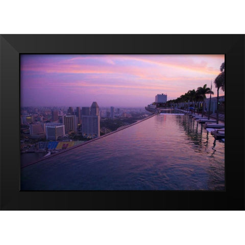 Singapore Swimming pool at sunrise Black Modern Wood Framed Art Print by Zuckerman, Jim