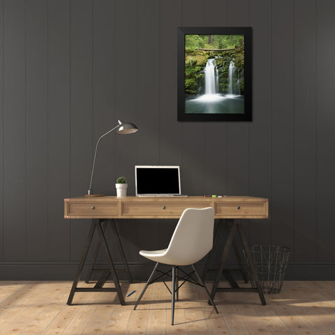 OR, Cascade Range, Umpqua NF Whitehorse Falls Black Modern Wood Framed Art Print by Flaherty, Dennis