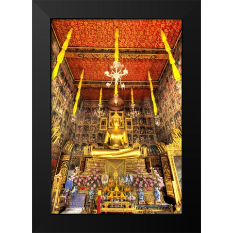 Thailand, Bangkok, Wat Ratcha Orasaram shrine Black Modern Wood Framed Art Print by Shimlock, Jones