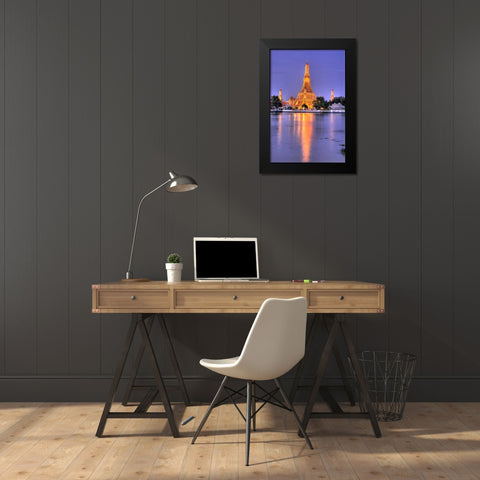Wat Arun Buddhist temple, Bangkok, Thailand Black Modern Wood Framed Art Print by Shimlock, Jones