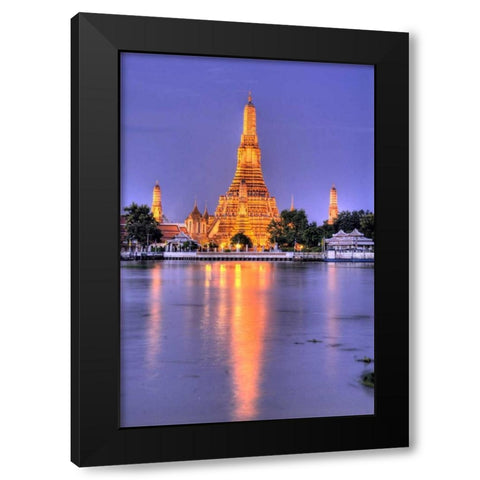 Wat Arun Buddhist temple, Bangkok, Thailand Black Modern Wood Framed Art Print with Double Matting by Shimlock, Jones