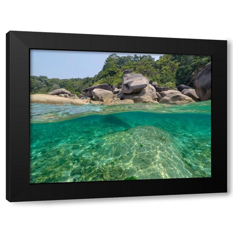 The clear water and rocks of Ko Miang island Black Modern Wood Framed Art Print with Double Matting by Pitamitz, Sergio