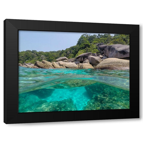 The clear water and rocks of Ko Miang island Black Modern Wood Framed Art Print by Pitamitz, Sergio