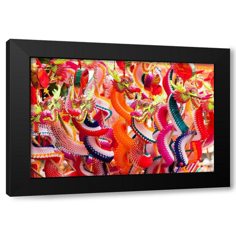 Thailand-Bangkok-Chinatown Paper dragons for sale Black Modern Wood Framed Art Print by Haseltine, Tom