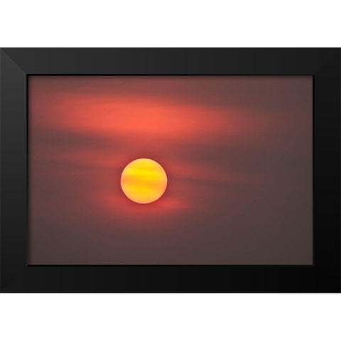 Thailand-Bangkok Sunset in a hazy sky Black Modern Wood Framed Art Print by Haseltine, Tom