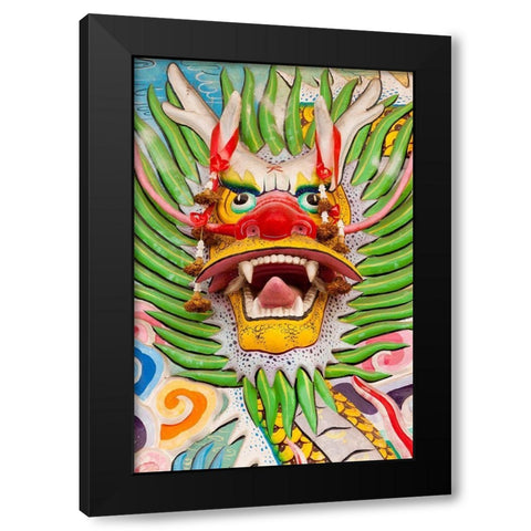 Thailand-Chonburi Province-Khao Sam Muk Shrine Dragon head sculpture Black Modern Wood Framed Art Print by Haseltine, Tom