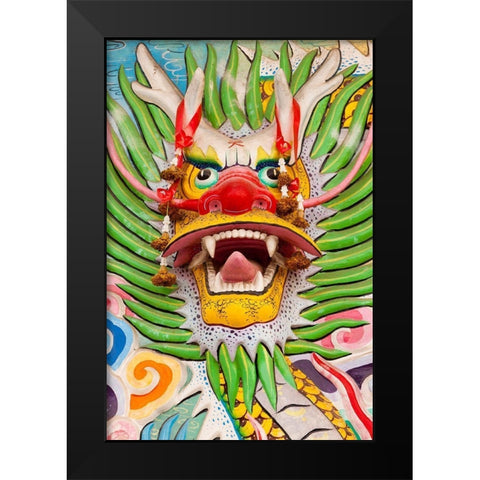 Thailand-Chonburi Province-Khao Sam Muk Shrine Dragon head sculpture Black Modern Wood Framed Art Print by Haseltine, Tom
