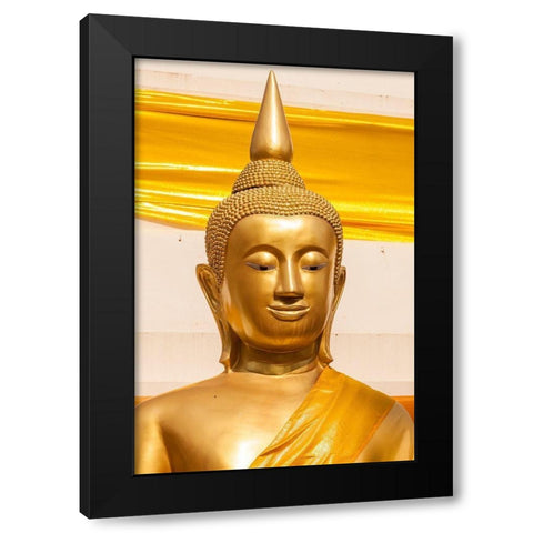 Thailand-Nong Khai Province Head and shoulders of golden Buddha statue Black Modern Wood Framed Art Print with Double Matting by Haseltine, Tom