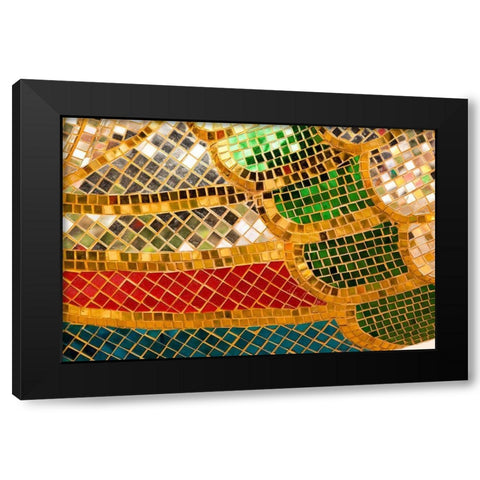 Thailand-Colorful mosaic abstract Black Modern Wood Framed Art Print by Haseltine, Tom