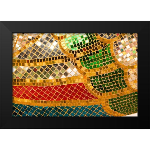 Thailand-Colorful mosaic abstract Black Modern Wood Framed Art Print by Haseltine, Tom