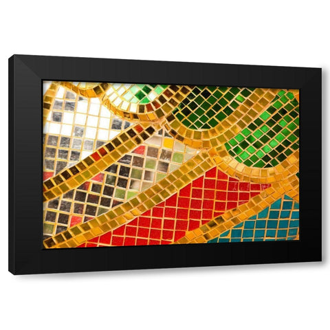 Thailand-Colorful mosaic abstract Black Modern Wood Framed Art Print by Haseltine, Tom