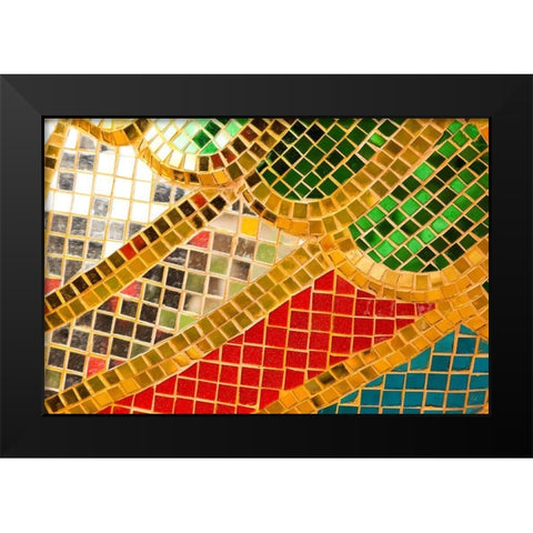 Thailand-Colorful mosaic abstract Black Modern Wood Framed Art Print by Haseltine, Tom