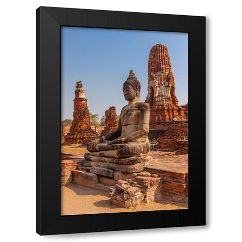 Thailand- Ayutthaya. Wat Mahathat. Black Modern Wood Framed Art Print by Haseltine, Tom