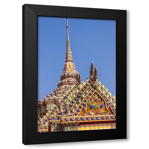 Thailand- Bangkok. Ornate roof at Wat Phra Kaew (Temple of The Emerald Buddha). Black Modern Wood Framed Art Print with Double Matting by Haseltine, Tom