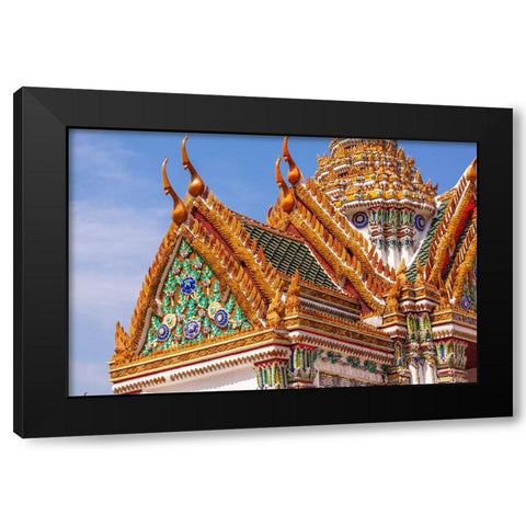 Thailand- Bangkok. Wat Phra Kaew (Temple of The Emerald Buddha). Ornate roof. Black Modern Wood Framed Art Print with Double Matting by Haseltine, Tom