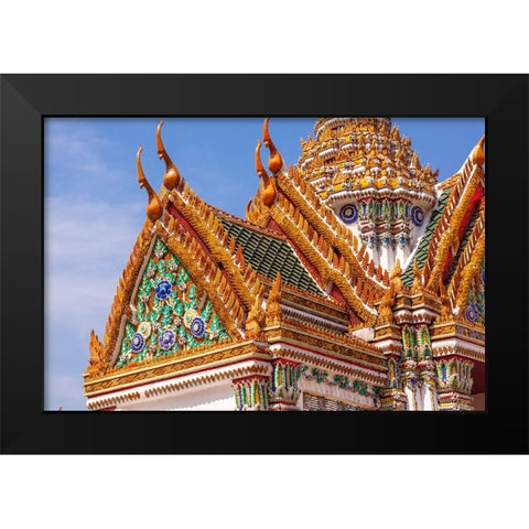 Thailand- Bangkok. Wat Phra Kaew (Temple of The Emerald Buddha). Ornate roof. Black Modern Wood Framed Art Print by Haseltine, Tom