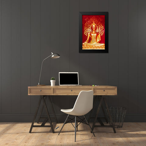 Chiang Mai- Thailand. Wat Phan On. Buddha statue within chedi. Black Modern Wood Framed Art Print by Haseltine, Tom