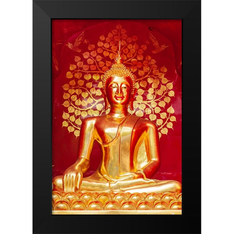 Chiang Mai- Thailand. Wat Phan On. Buddha statue within chedi. Black Modern Wood Framed Art Print by Haseltine, Tom