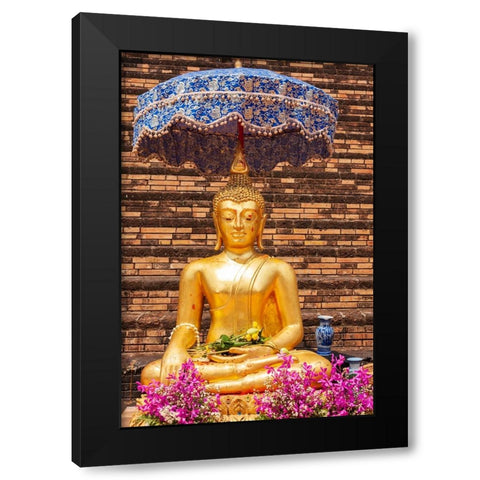Chiang Mai- Thailand. Wat Chedi Luang. Buddha statue. Black Modern Wood Framed Art Print by Haseltine, Tom