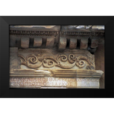Turkey, Ephesus Roman decorative carvings Black Modern Wood Framed Art Print by Noble Gardner, Nancy