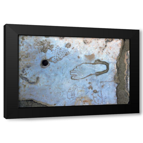 Turkey, Ephesus Crude ancient carvings Black Modern Wood Framed Art Print by Noble Gardner, Nancy