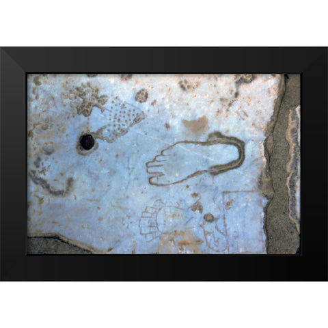 Turkey, Ephesus Crude ancient carvings Black Modern Wood Framed Art Print by Noble Gardner, Nancy