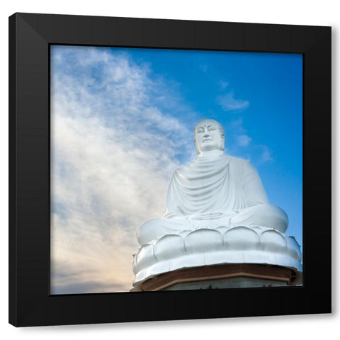 Nha Trang-South Central Vietnam-White Buddha statue Black Modern Wood Framed Art Print by Haseltine, Tom