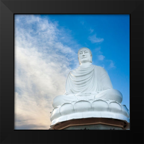 Nha Trang-South Central Vietnam-White Buddha statue Black Modern Wood Framed Art Print by Haseltine, Tom