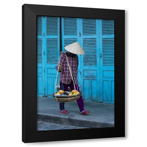 Vietnam-Street vendor with fruit and vegetable basket-Hoi Anh Black Modern Wood Framed Art Print with Double Matting by Norring, Tom