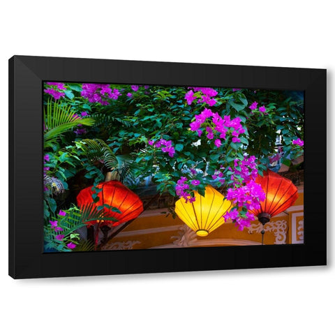 Vietnam-Hoi An silk lamps decorating throughout the city Black Modern Wood Framed Art Print with Double Matting by Norring, Tom