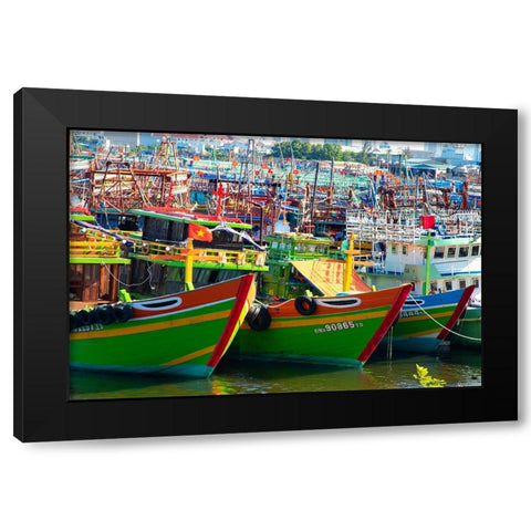 Vietnam-Danang fishing harbor Black Modern Wood Framed Art Print with Double Matting by Norring, Tom