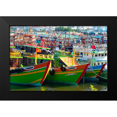 Vietnam-Danang fishing harbor Black Modern Wood Framed Art Print by Norring, Tom