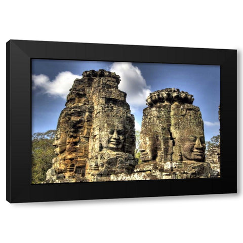 Cambodia, Angkor Wat Part of Bayon Temple Black Modern Wood Framed Art Print by Shimlock, Jones