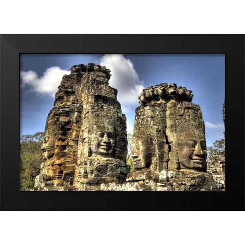 Cambodia, Angkor Wat Part of Bayon Temple Black Modern Wood Framed Art Print by Shimlock, Jones
