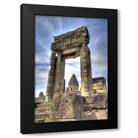 Cambodia, Angkor Wat View of Bakong Temple Black Modern Wood Framed Art Print with Double Matting by Shimlock, Jones